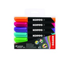 Permanentinis žymeklis KORES XP2, apvali galvutė, 6 spalvų komplektas