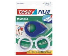 Permatoma lipni juostelė TESA Invisible Self-Adhesive Tape, 2vnt x 19mm x 10m, su mažu dėklu