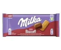 Pieninis šokoladas MILKA Biscoff iš Alpių pieno su karamelizuotų sausainių gabalėliais, 90 g
