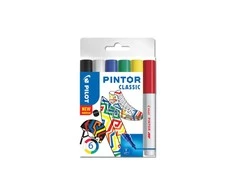 Pilot Pen Permanentinis žymeklis Pultas PINTOR CLASSIC 1.0mm, apvali galvutė, 6 spalvų komplektas