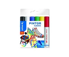 Pilot Pen Permanentinis žymeklis Pultas PINTOR CLASSIC 1.4mm, apvali galvutė, 6 spalvų komplektas