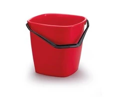Plastikinis kibiras DURABLE su plastmasine rankena, kvadratinis, 14 L, raudona