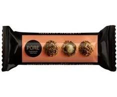 Pure Chocolate Šokoladiniai triufeliai PURE su marcipaninio kremo įdaru ir traškiu amaretti sausainių dekoru, 32g
