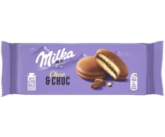 Pyragaičiai MILKA biskvitiniai su kakaviniu įdaru ir šokolado gabaliukais, 150g