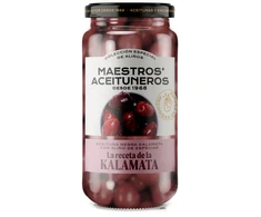 Raudonosios Kalamata alyvuogės su kauliukais, MAESTROS ACEITUNEROS, 345/190 g
