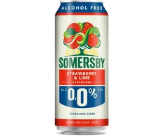 Sidras SOMERSBY, braškių ir laimo skonio, nealkoholinis, 0,5l, skardinėje
