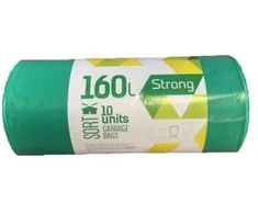 Šiukšlių maišai SORTEX, 160 l, 50 mk, 75 x 115 cm, žali, 10 vnt.