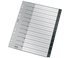 Skiriamieji lapai Leitz Recycle, 1-12, A4 MAXI, PP, juodos salvos