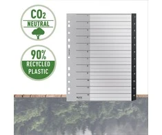 Skiriamieji lapai Leitz Recycle, 1-12, A4 MAXI, PP, juodos salvos