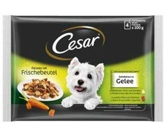 Šlapias ėdalas šunims CESAR, rinkinys su vištiena ir morkomis, jautiena ir daržovėmis, 4x100 g