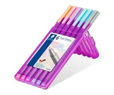 Spalvoti pasteliniai rašikliai STAEDTLER, 0,3 mm, 6 vnt.