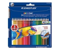 Spalvoti pieštukai STAEDTLER NORIS, šešiabriauniai, akvareliniai, 24 vnt. + teptukas