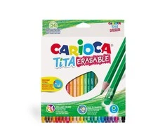 Spalvoti pieštukai CARIOCA TITA, ištrinami su trintuku, 24 spalvos