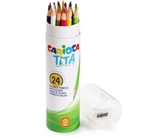 Spalvoti pieštukai CARIOCA TITA, su drožtuku, dėžutėje, 24 spalvų