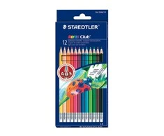 Spalvoti pieštukai, ištrinami, su trintuku STAEDTLER NORIS CLUB, 12 spalvų