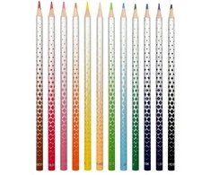 Spalvoti pieštukai KORES KOLORES MAGIK, tribriauniai, 3mm, ištrinami, 12 spalvų + trintukas