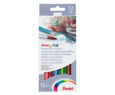 Spalvoti pieštukai PENTEL ARTS, šešiabriauniai, akvareliniai, 12 vnt.