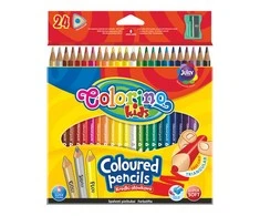 Patio Spalvoti pieštukai, tribriauniai COLORINO, 24 spalvos, su drožtuku