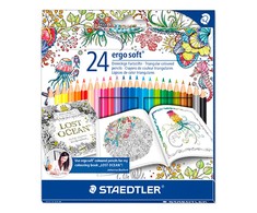 Spalvoti pieštukai tribriauniai STAEDTLER ERGO SOFT 157 Johanna Basford serija, 24 spalvos