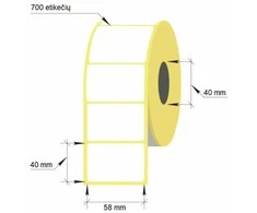 Technoinform Lipnios etiketės, 58 x 40/40 mm, 700 vnt., Thermal Eco, baltos sp.