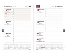 Timer Kalendorius 18 MĖNESIŲ Liepa 2025- Gruodis 2026, raudonos sp.
