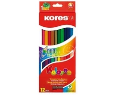 Tribriauniai dvigubi spalvoti pieštukai KORES KOLORES DUO, 12 vnt.