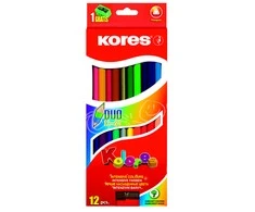 Tribriauniai dvigubi spalvoti pieštukai KORES KOLORES DUO, 12 vnt.
