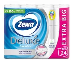 Tualetinis popierius ZEWA Deluxe, Pure Baltas, 3 sluoksnių, 24 vnt