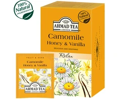 Vaisių ir žolelių arbata AHMAD Camomile Honey &amp; Vanilla, 20 arbatos pakelių x 2 g, vokeliuose