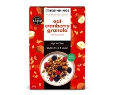Veganiška avižinė granola THE BEGINNINGS, su spanguolėmis, 200 g