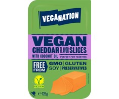 Veganiškas sūris Veganation Cheddar, riekelėmis, 125 g