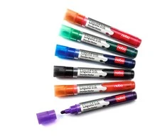 Baltos lentos žymekliai NOBO Liquid Ink, 6 vnt., įv. spalvų