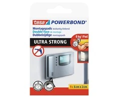 Ypač stiprios dvipusio lipnumo pagalvėlės TESA Powerbond Ultra Strong, 20mm x 0,6m, 9 vnt.