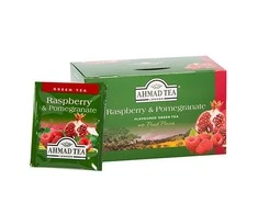 Žalioji arbata AHMAD Žalias Raspberry &amp; Pomegranate, 20 vokelių su siūlu
