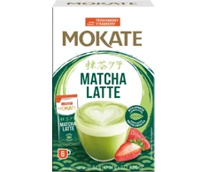 Žaliosios arbatos gėrimas MOKATE Matcha latte su braškėmis, 6 x 14g