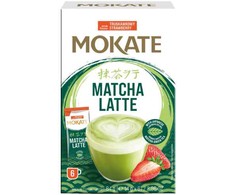 Žaliosios arbatos gėrimas MOKATE Matcha latte su braškėmis, 6 x 14g