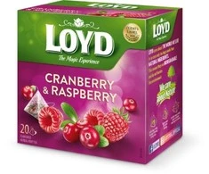 Žolelių ir vaisių arbata LOYD, spanguolių ir aviečių skonio, 20 x 2g