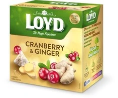 Žolelių ir vaisių arbata LOYD, spanguolių ir imbierų skonio, 20 x 2g
