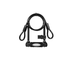 Masterlock MASTER LOCK Grūdinto plieno „U“ formos dviračio spyna su papildomu trosu ir laikikliu spynai