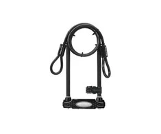 Masterlock MASTER LOCK Grūdinto plieno „U“ formos dviračio spyna su papildomu trosu ir laikikliu spynai