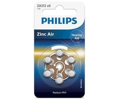 Baterija Philips Zinc Air 1.4V 6 lizdinės plokštelės (PR41 / ruda skirtukas)