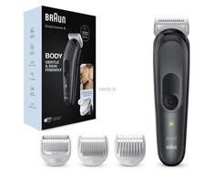 Braun | Body Groomer | BG3340 | Cordless and corded | Juodas/Pilkas