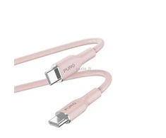 PURO ICON minkštas laidas – USB-C ir USB-C 1,5 m kabelis (dulkėtas rožinis)