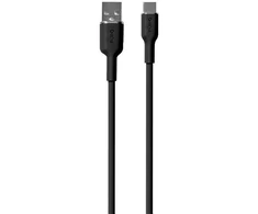 PURO ICON minkštas kabelis – USB-A iki USB-C kabelis 1,5 m (juodas)