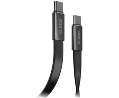 Cable SBS USB-C/USB-C, 60W, 1m, Flat Connector, Juodas