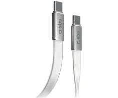 Cable SBS USB-C/USB-C, 60W, 1m, Flat Connector, Baltas