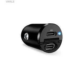 MINI automobilinis kroviklis PURO 2 X USB-C, PD, 30W, juodas / FCMCHUSBCC30WBLK