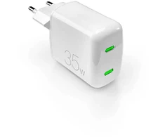 Puro Elektrik Puro MiniPro 35W GaN 2xUSB-C laidinis įkroviklis – baltos spalvos