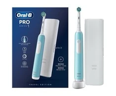 Braun Oral-B | Elektrinis dantų šepetėlis su Travel Case | Pro Series 1 | Įkraunamas | Suaugusiems | Šepetėlių skaičius galvutės įeina 1 | Number of teeth brushing modes 3 | Caribbean Mėlyna