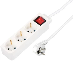 Extensioncord Hama 3-Ways, Switch, 1.4m, Baltas